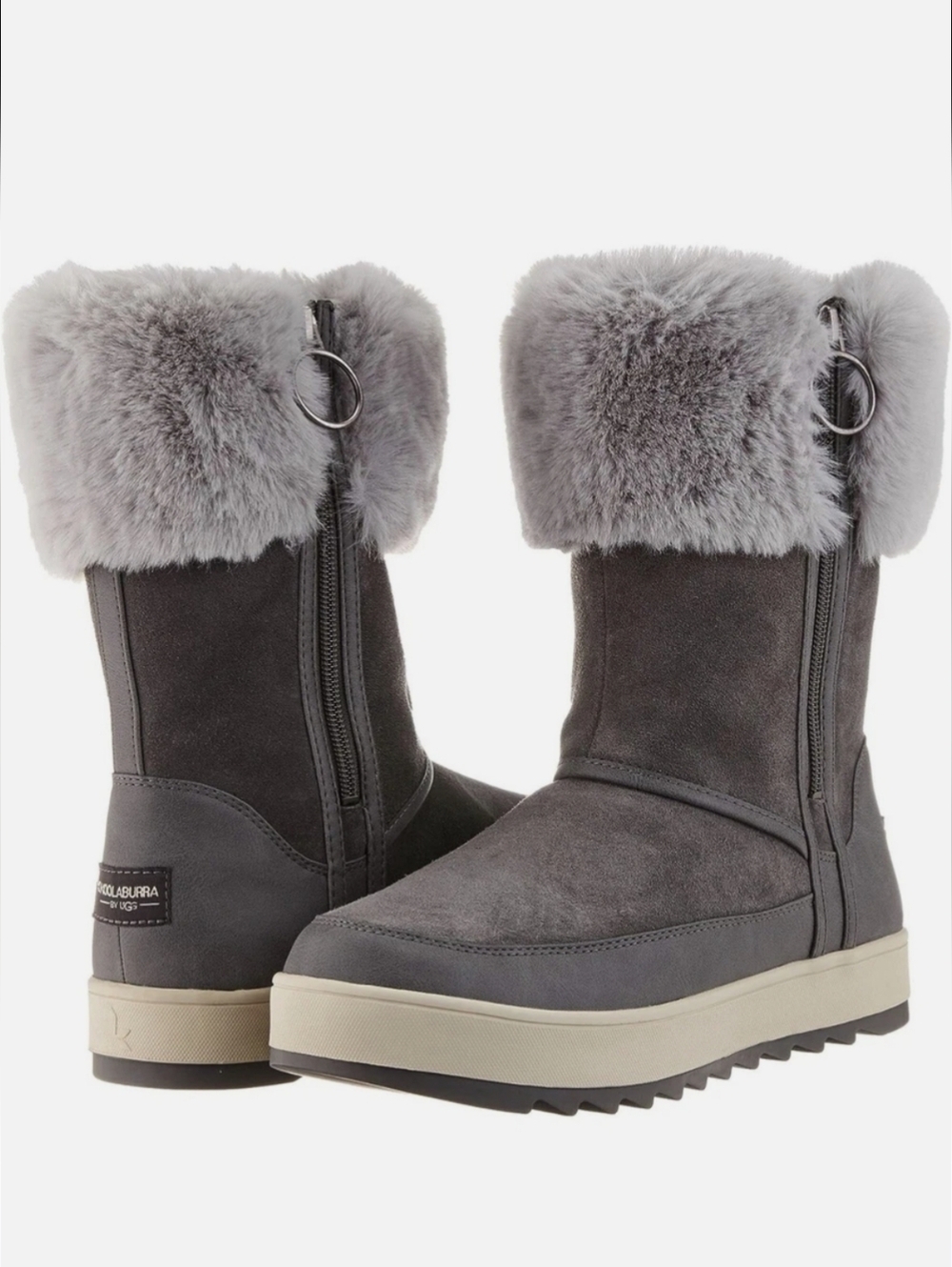 Koolaburra by UGG Women's Tynlee Suede & Faux Fur High Boots Gray Size 10